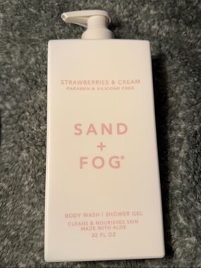 Sand + Fog Strawberries & Cream Body Wash —Shower Gel. Large Bottle with Pump!